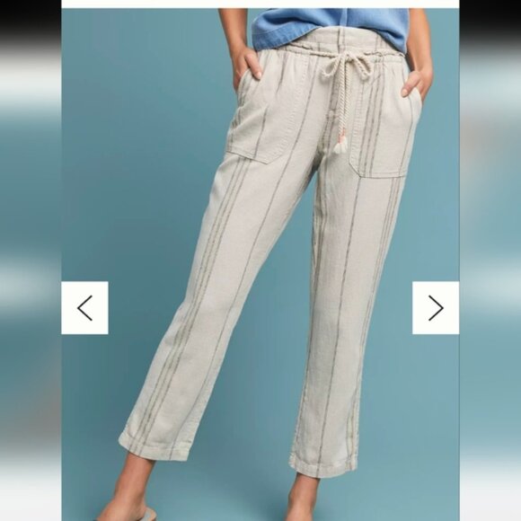ANTHROPOLOGIE  Seashore  Linen Striped pants Sz.XS - Picture 4 of 11